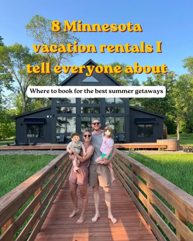 Comment MINNESOTA VACATION and I’ll send you the link for each vacation rental! Plus a few more details on each spot. 

We’ve traveled around Minnesota for the past 10 years, exploring all the best hidden gems and stays. These are our favorite vacation rentals (for the summer at least)! Let me know what I missed!